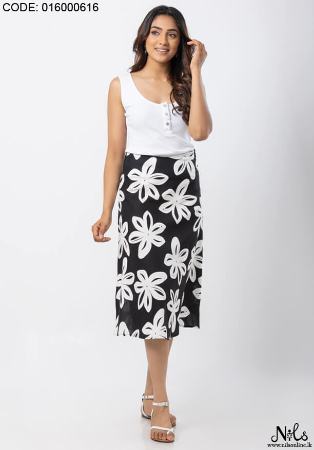 SANITA PRINTED BLACK SKIRT